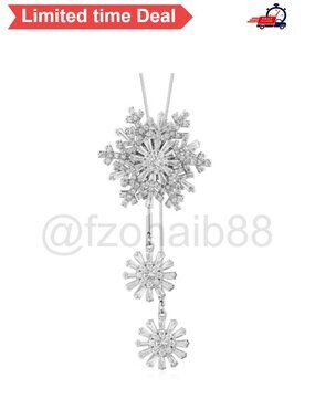 🎄 Cubic Zirconia Snowflake Pendant Necklace Long Chain Christmas